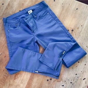 Royal blue shiny light weight jeans super chic